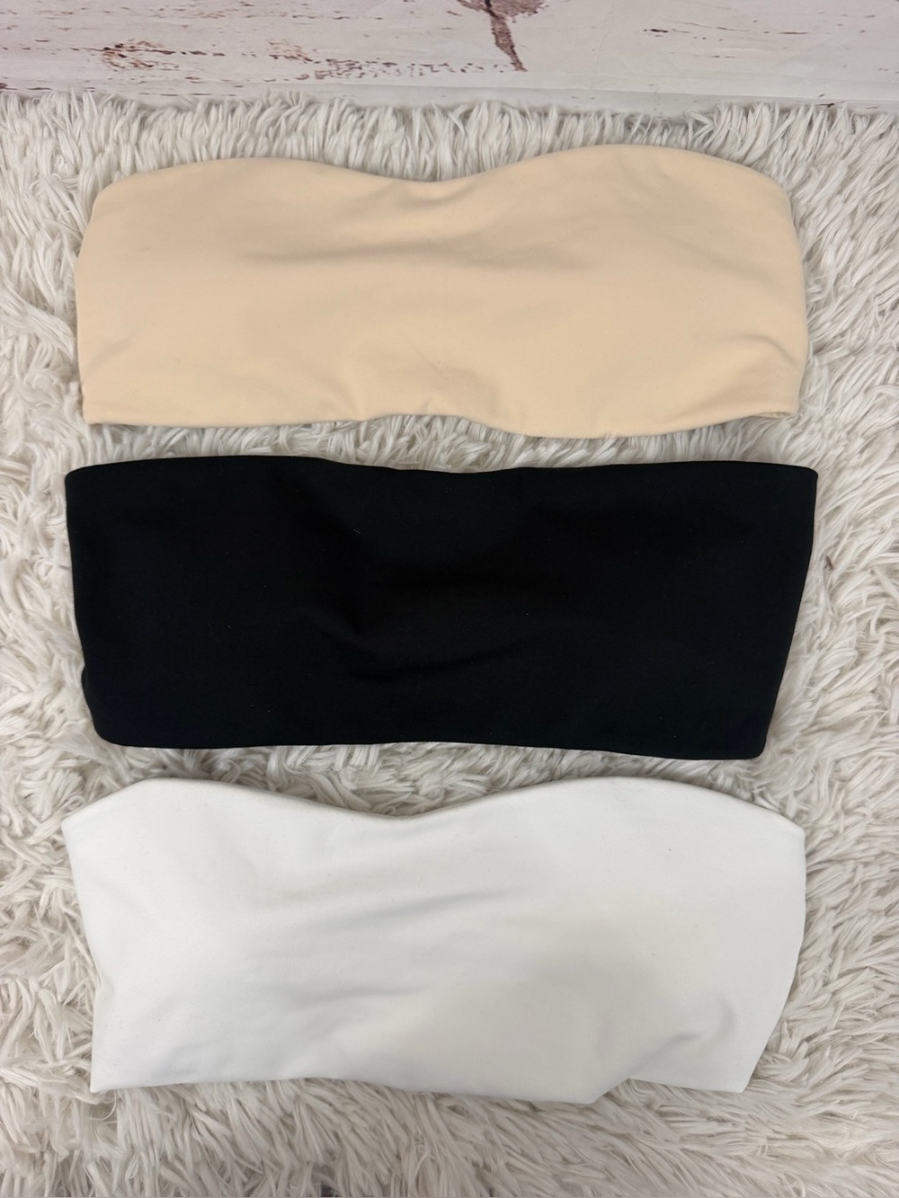 Mstaad Lot of 3 Strapless Bandeau Top - Bralette Black, White, Cream Size Large